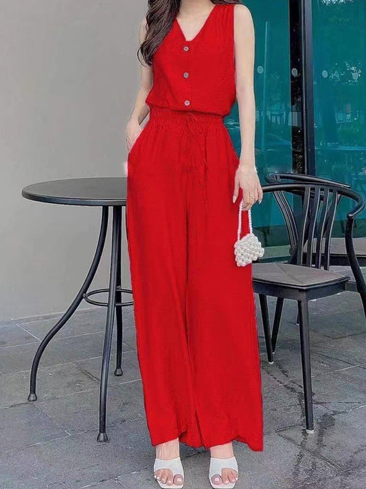 Fashion Button Women's Jumpsuit