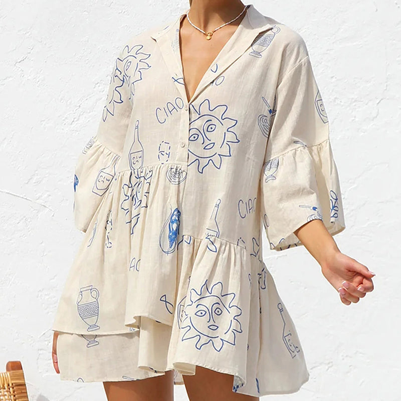 Simple Bell Sleeve Women'S Dress