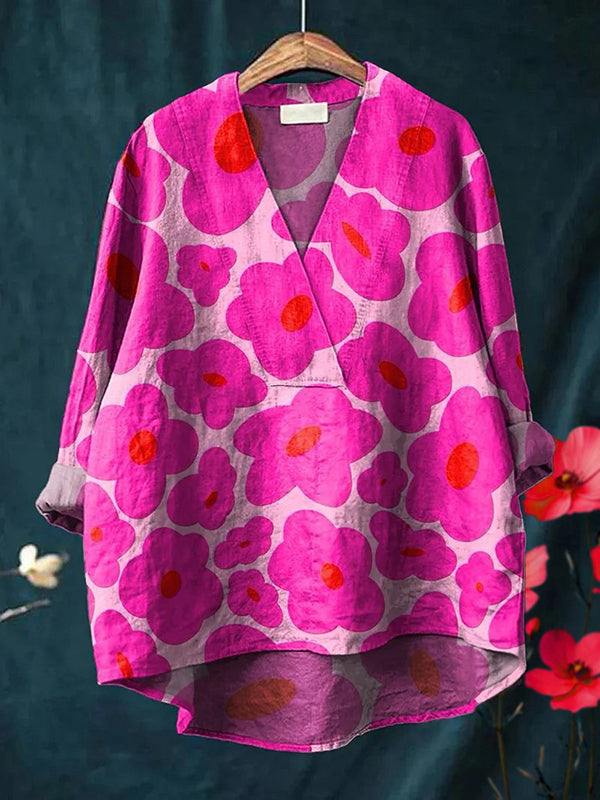New Rose Red Flower Print Women's Top and Dress