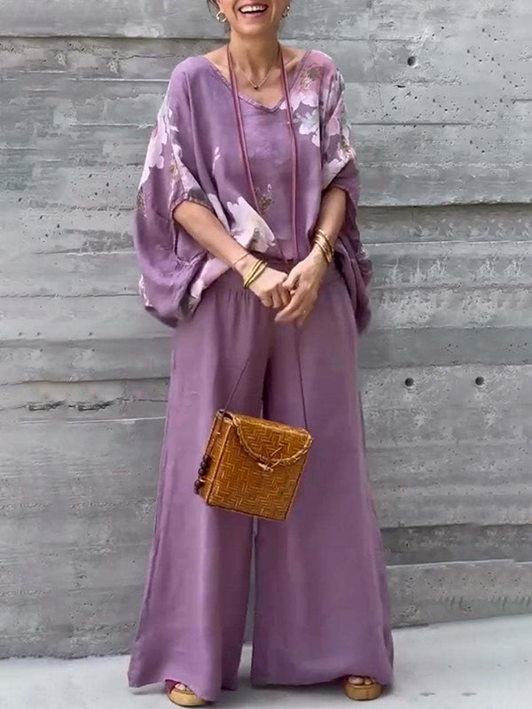 Elegant Ladies Fashion Print Two Piece Suit