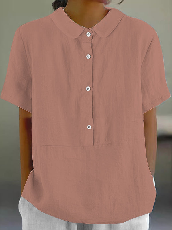 Casual Lapel Solid Color Ladies Top