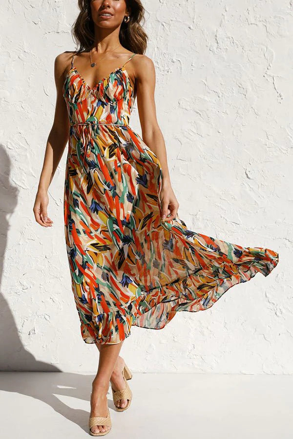 Stay Amazing Colorful Printed Midi Dress