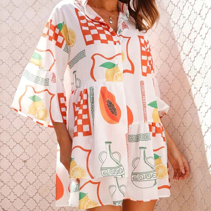 Simple Bell Sleeve Women'S Dress