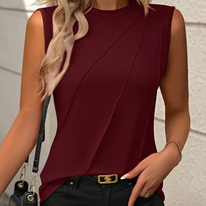 New Solid Color Round Neck Sleeveless T-Shirt