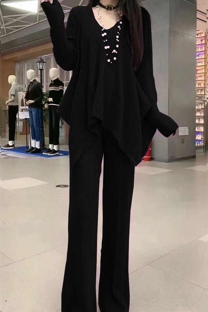 Temperament Fashionable Casual Irregular 2-Piece Set