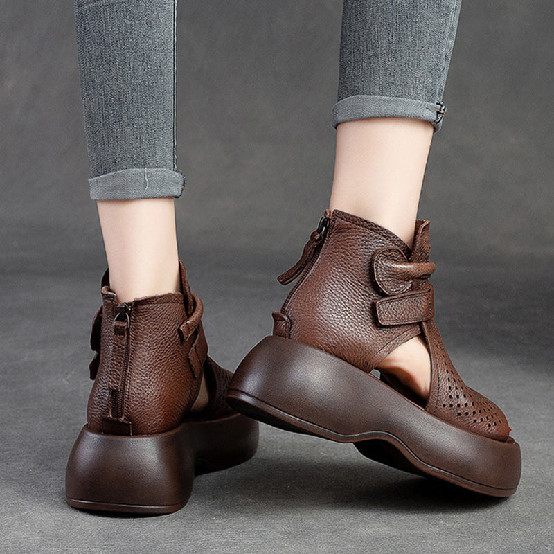 New Hollow Velcro Zipper Thick-Soled Women'S Shoes