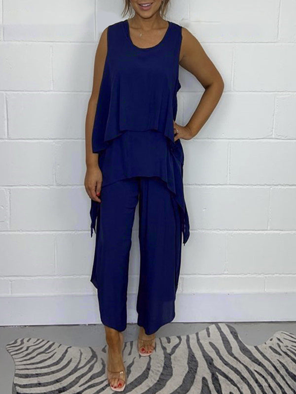 Fashionable Casual Sleeveless Women's Three-piece Suit