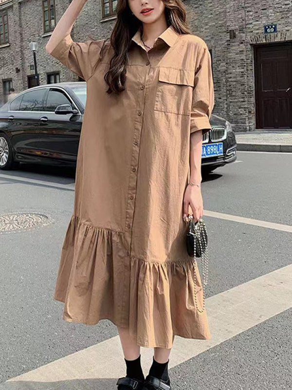 New Large Size Irregular Shirt Dress