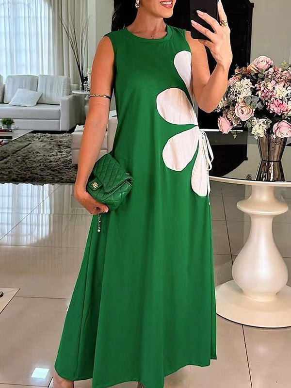 Fashion Print Comfort Sleeveless Round Neck Dress