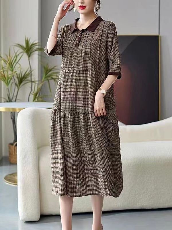 French Retro Plaid Comfortable Dress