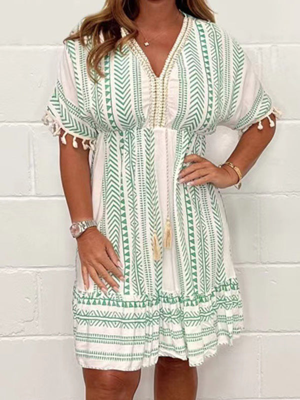 Fashion Printed Tassel Dress