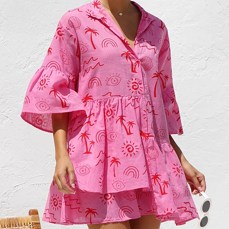 Simple Bell Sleeve Women'S Dress