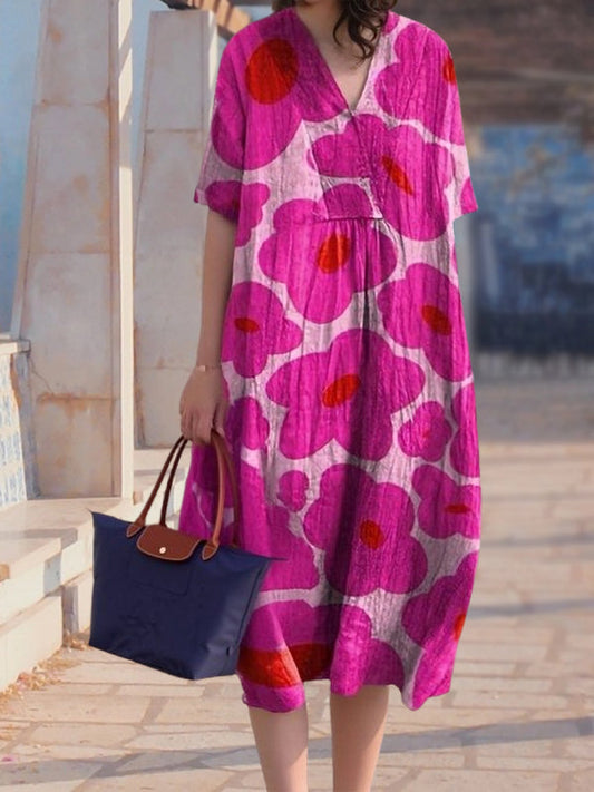 New Rose Red Flower Print Women's Top and Dress