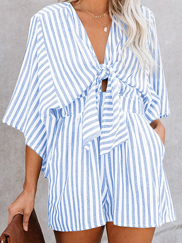 New Bow Striped Ladies Jumpsuit