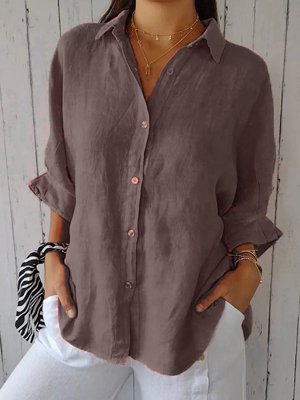 New Cotton & Linen Casual Tie-Back Women's Top