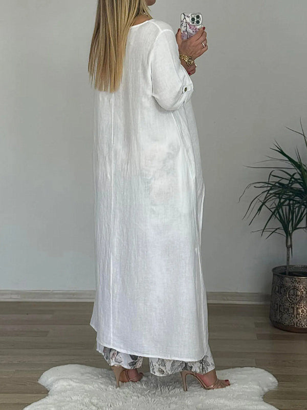 Fashion Irregular Top Wide-Leg Pants Pocket Two-Piece Set