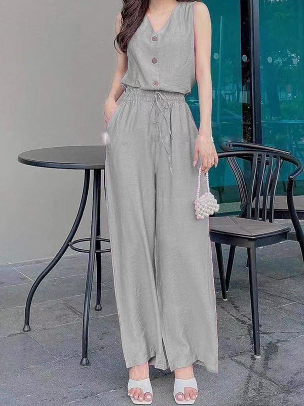 Fashion Button Women's Jumpsuit