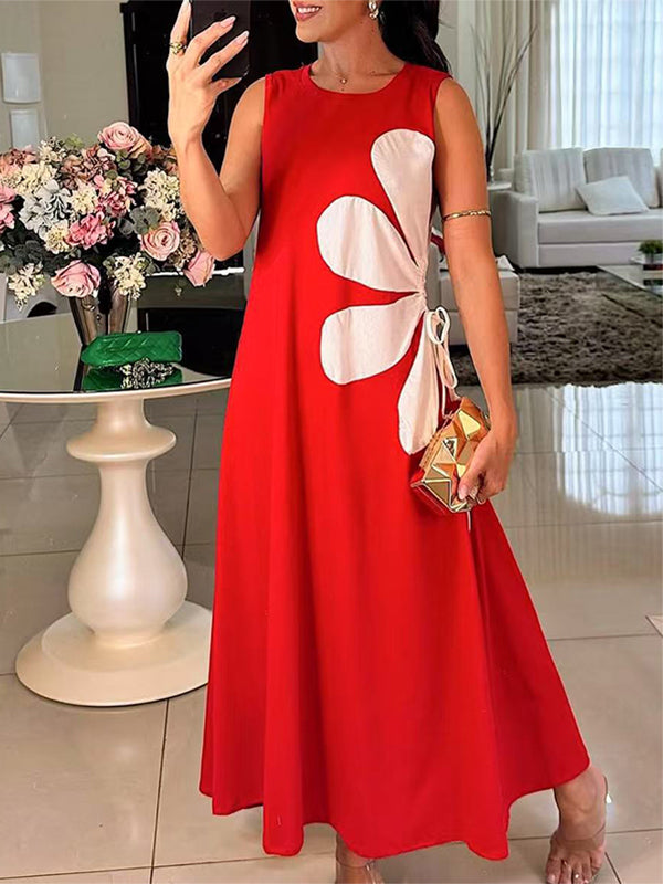 Fashion Print Comfort Sleeveless Round Neck Dress