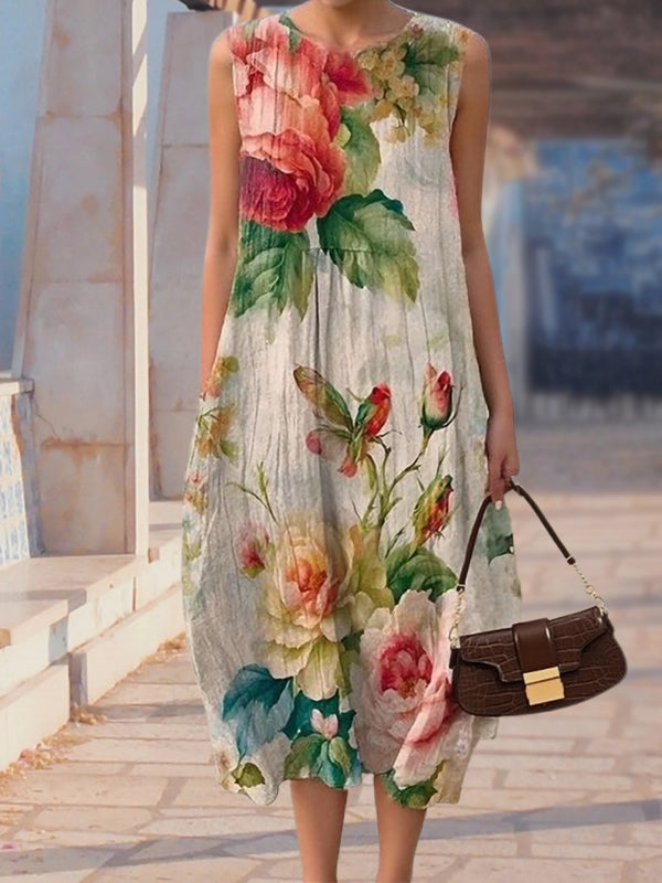 New Bright Red Flower Print Women's Top and Dress