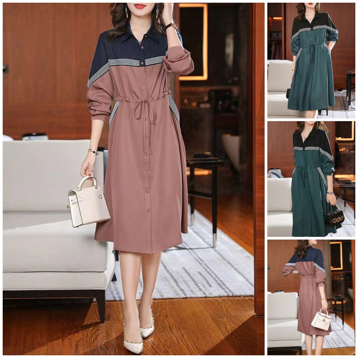 New Plus Size Long Sleeve Casual Dress