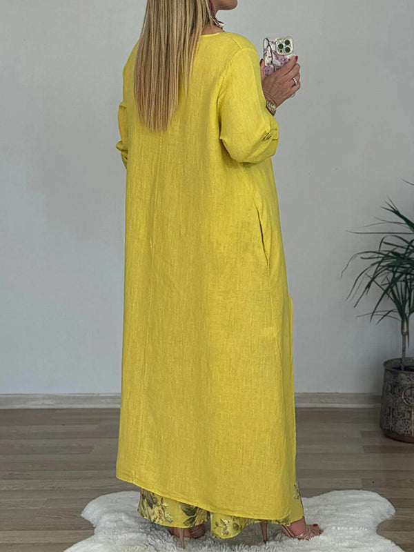 Fashion Irregular Top Wide-Leg Pants Pocket Two-Piece Set