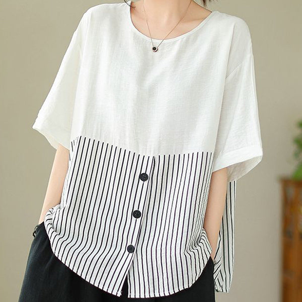 New Fashion Striped Splicing Top