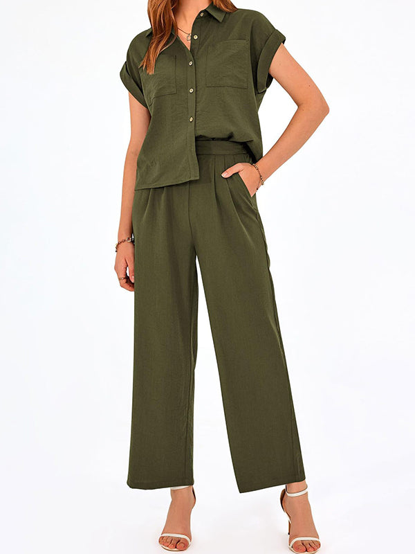 New High Waist Casual Ladies Two Piece Suit
