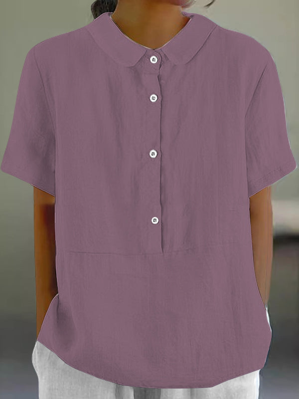 Casual Lapel Solid Color Ladies Top