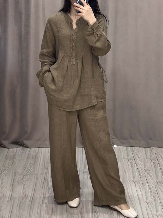 Fashionable And Comfortable Open-Front Pleated Two-Piece Suit