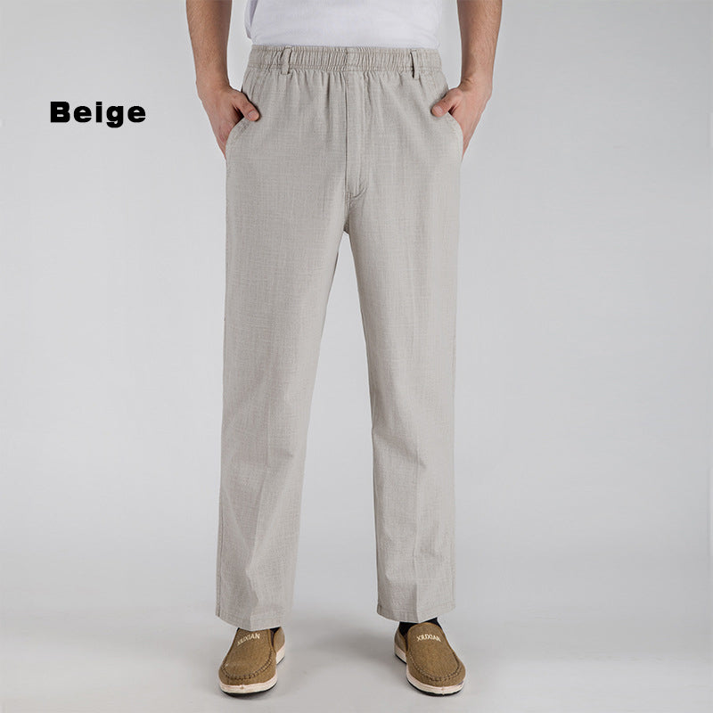 Comfortable High Waist Straight Casual Linen Trousers