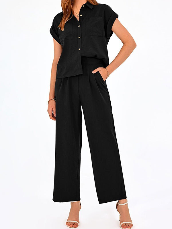 New High Waist Casual Ladies Two Piece Suit