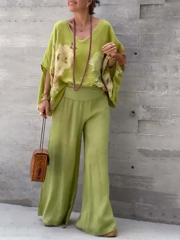 Elegant Ladies Fashion Print Two Piece Suit