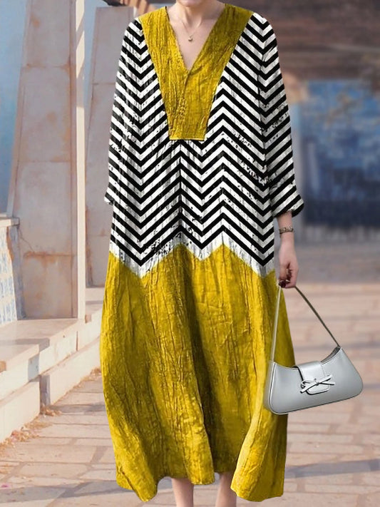 New Yellow Stripe Print Women's Top and Dress