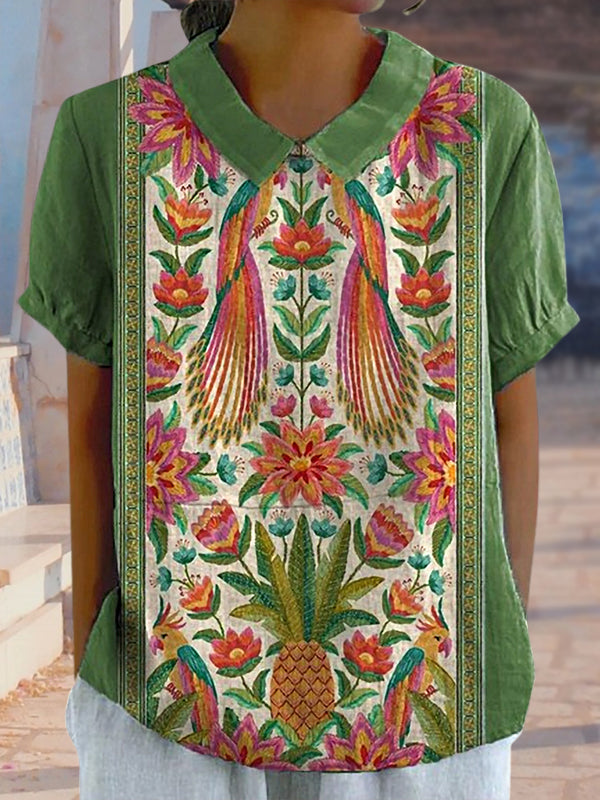 New Bright Red Bird Print Women's Top and Dress