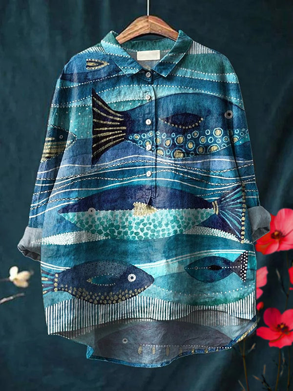 New Blue Underwater World Print Women's Top and Dress