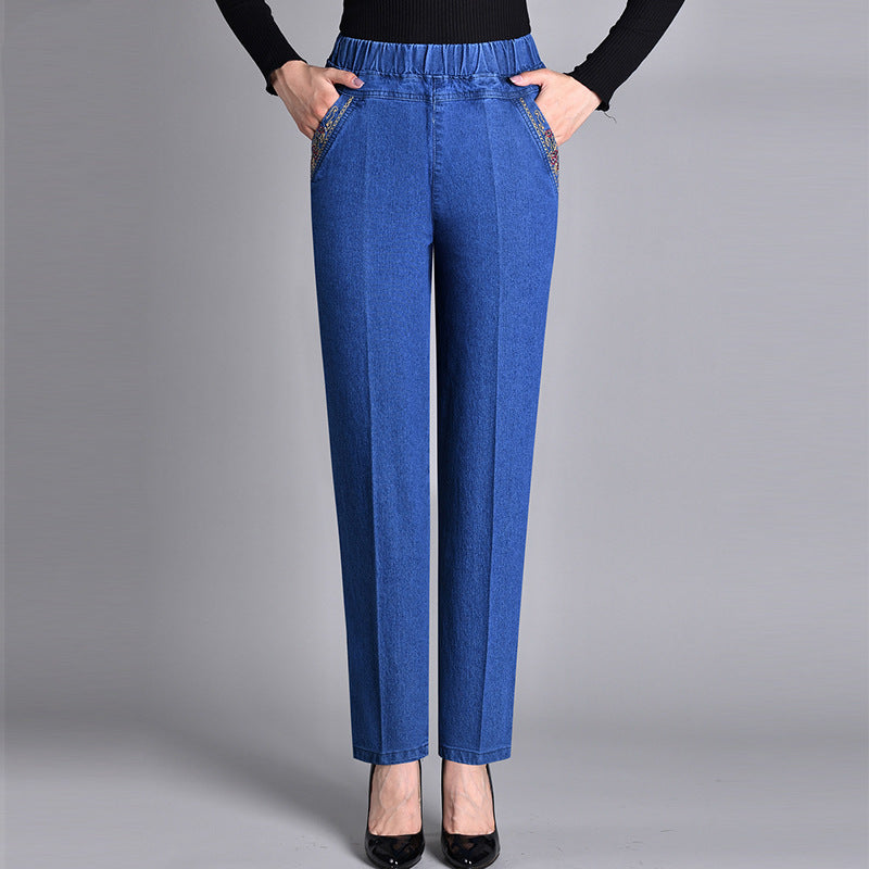 Women's High Waist Straight Fit Stretch Jeans