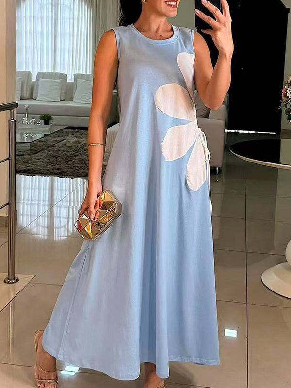 Fashion Print Comfort Sleeveless Round Neck Dress
