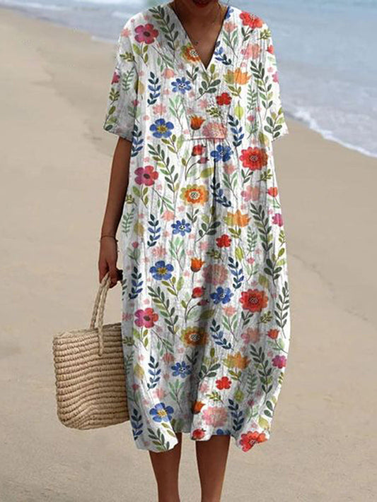 New Pocket Floral Plant Holiday Dress