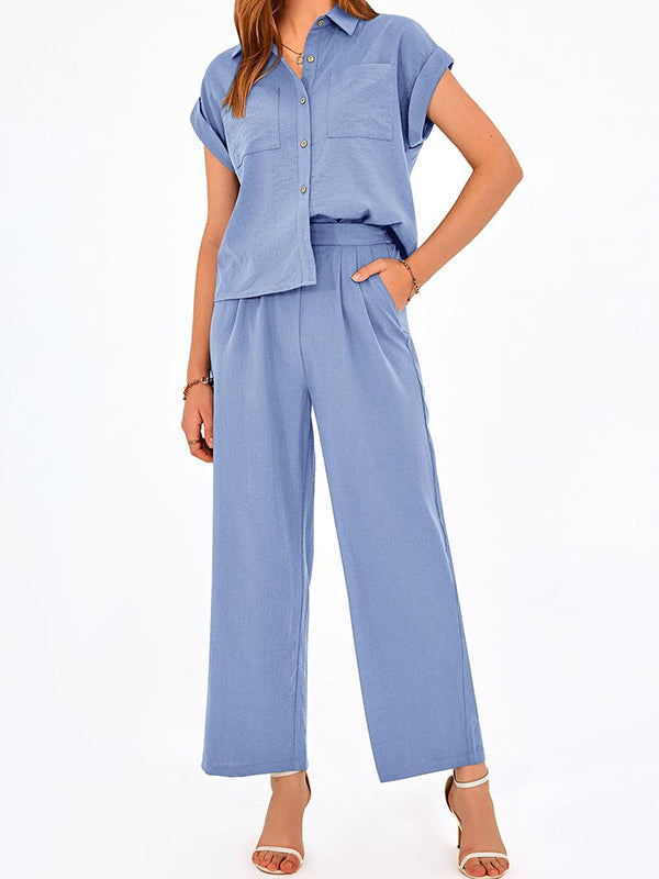New High Waist Casual Ladies Two Piece Suit