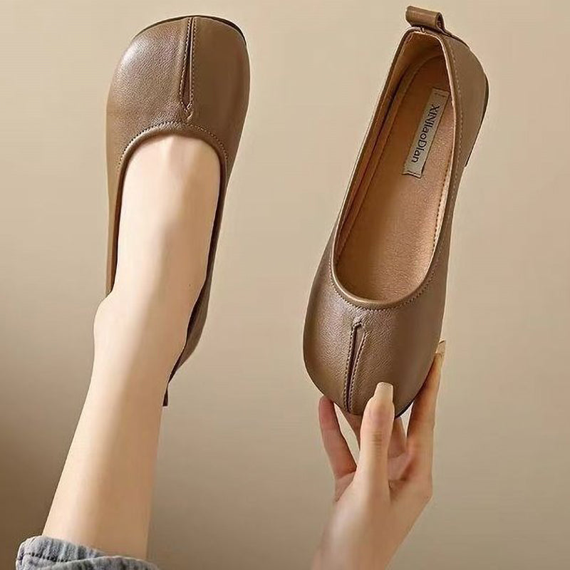 Retro Soft Sole Slip-On Ladies Leather Shoes