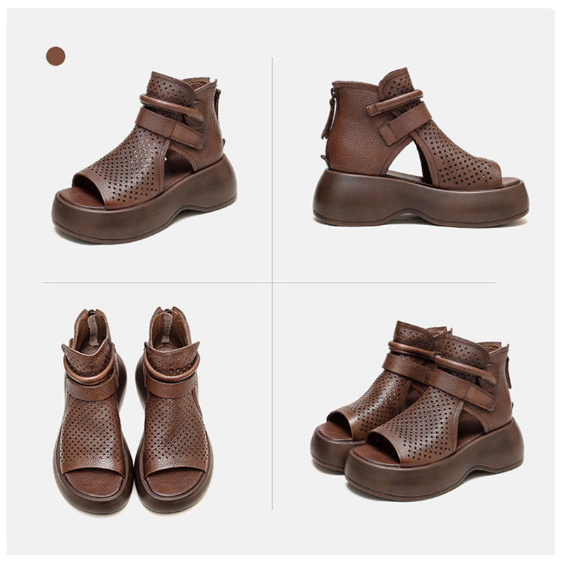New Hollow Velcro Zipper Thick-Soled Women'S Shoes