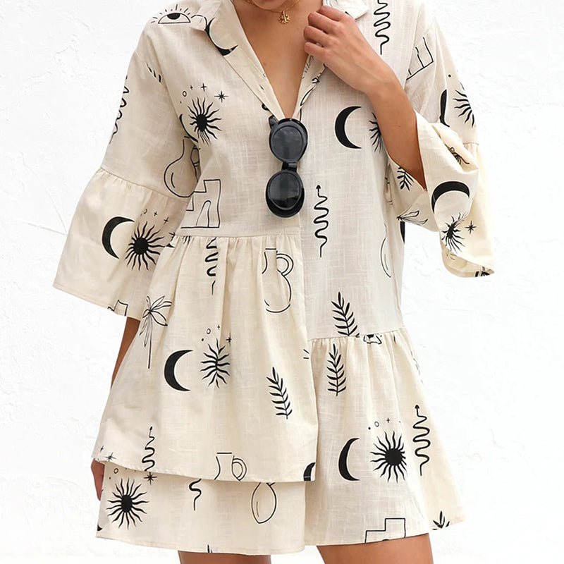 Simple Bell Sleeve Women'S Dress