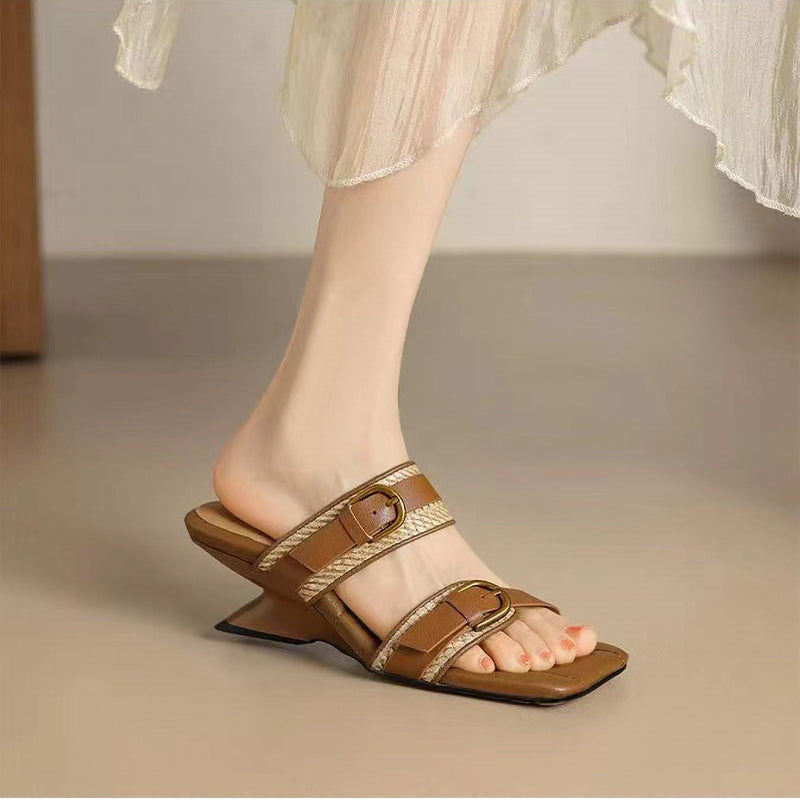 New Elegant Woven Wedge High Heels