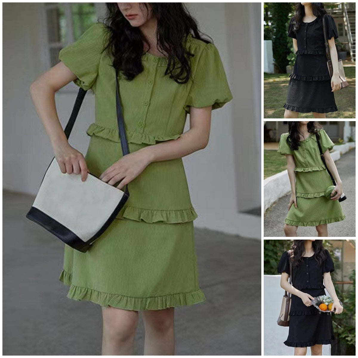 New puff sleeve comfortable dress