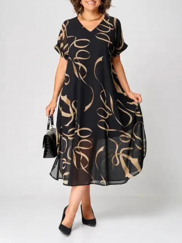 New Unique Design Ripple Print Ladies Dress