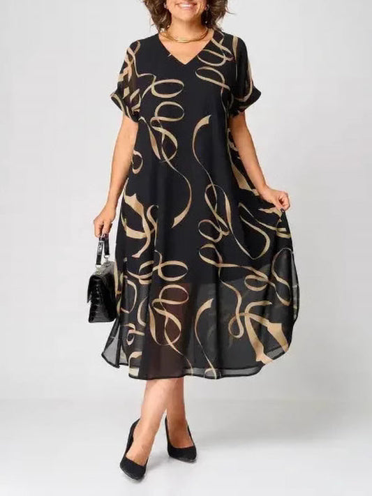 New Unique Design Ripple Print Ladies Dress