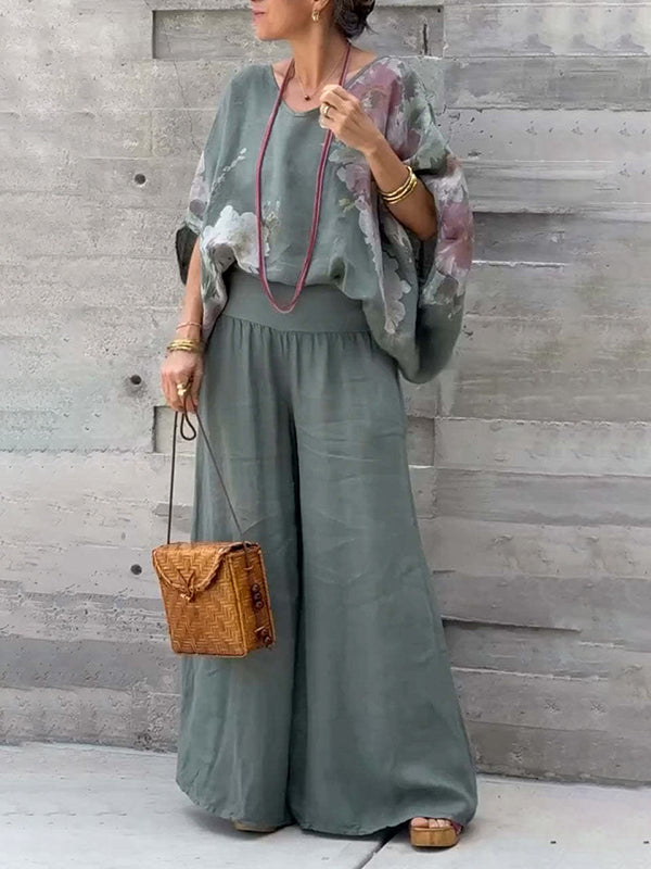 Elegant Ladies Fashion Print Two Piece Suit