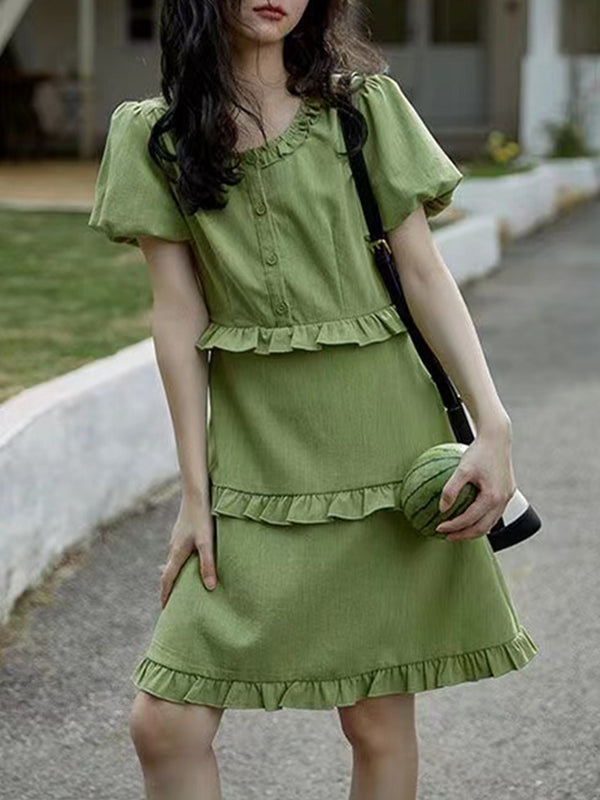 New puff sleeve comfortable dress