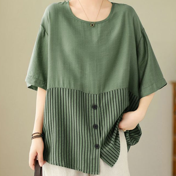 New Fashion Striped Splicing Top