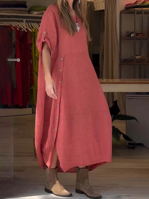 Outdoor Leisure Side Button Ladies Dress